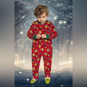 Dr. Seuss Red Grinch Toddler Footed Pajama Sleeper 5T Holiday Fleece Unisex